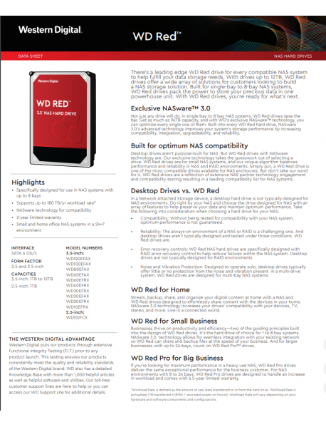 6 TB WD 3.5 RED SATA3 5400RPM 256MB WD60EFAX (RESMI DIST GARANTILI) 